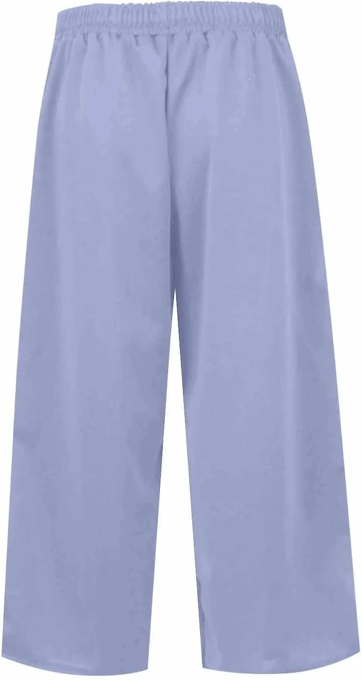 Wide Leg Capris for Women Baggy 2024 High Waisted Drawstring Sweatpants Casual Split Hem Athletic Pants with Pocket
