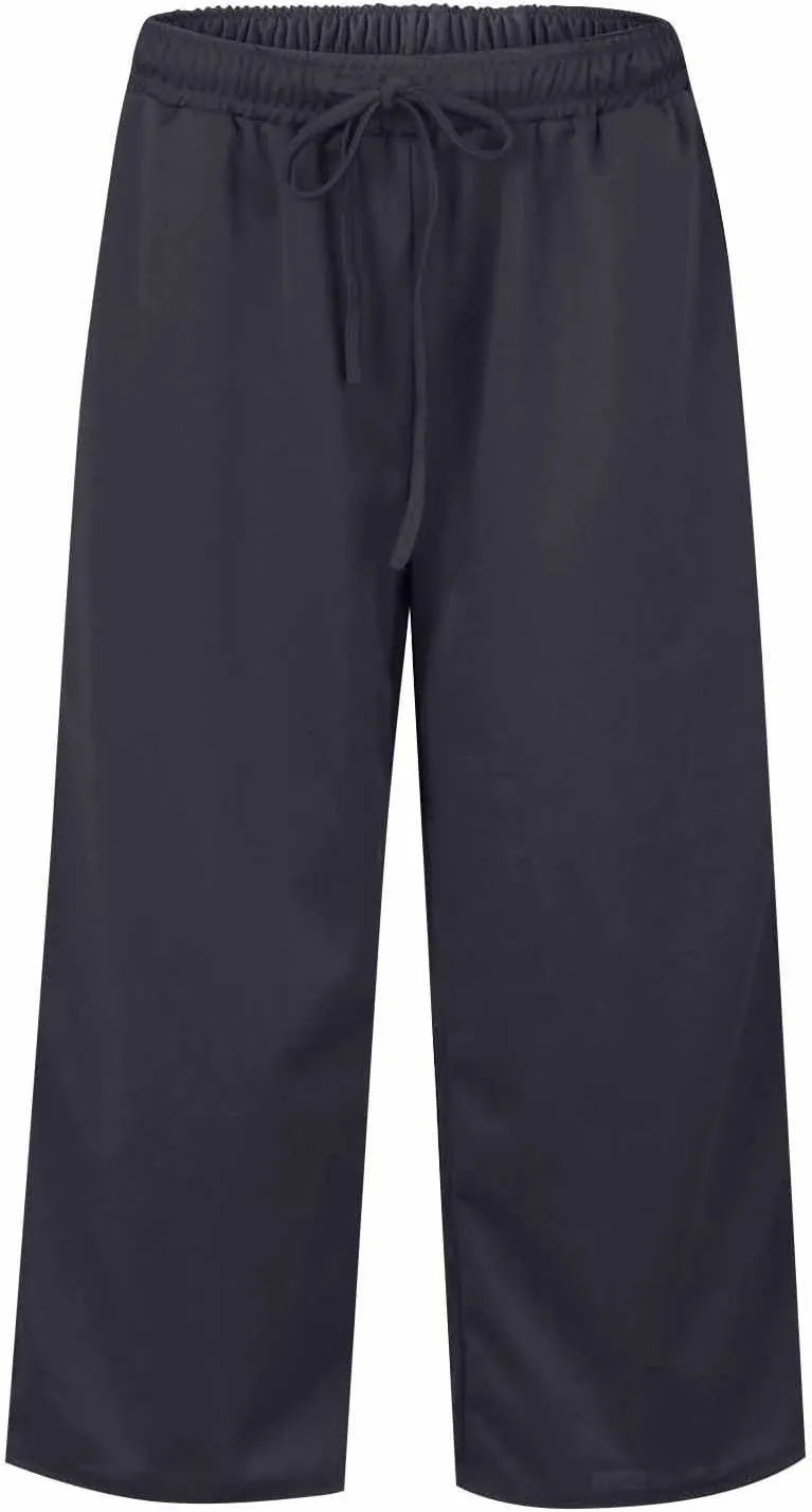 Wide Leg Capris for Women Baggy 2024 High Waisted Drawstring Sweatpants Casual Split Hem Athletic Pants with Pocket