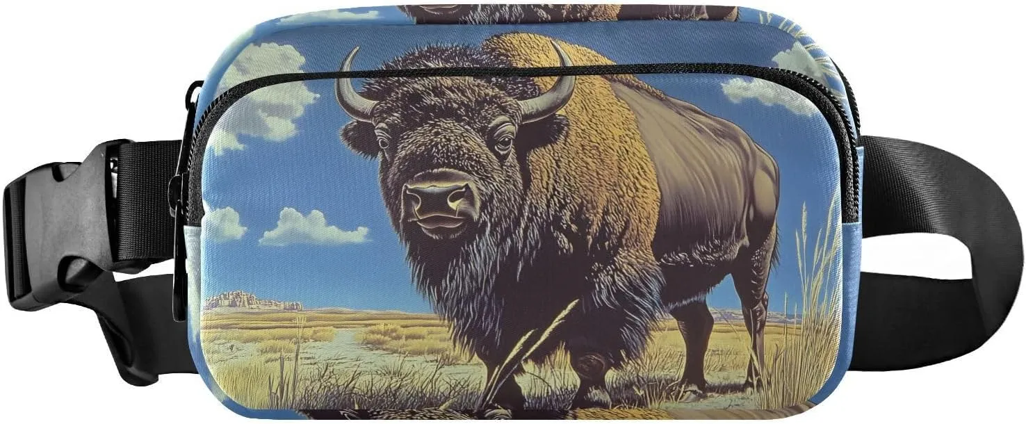 Wild Bison Fanny Pack Water Resistant, Women Men Waist Pack Sling Bag Purse for Travel Hiking