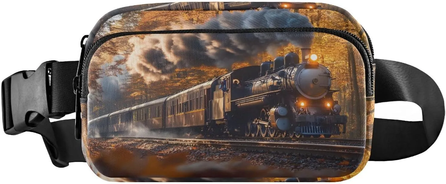 Wild Train Fanny Pack Water Resistant, Women Men Waist Pack Sling Bag Purse for Travel Hiking