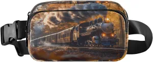 Wild Train Fanny Pack Water Resistant, Women Men Waist Pack Sling Bag Purse for Travel Hiking