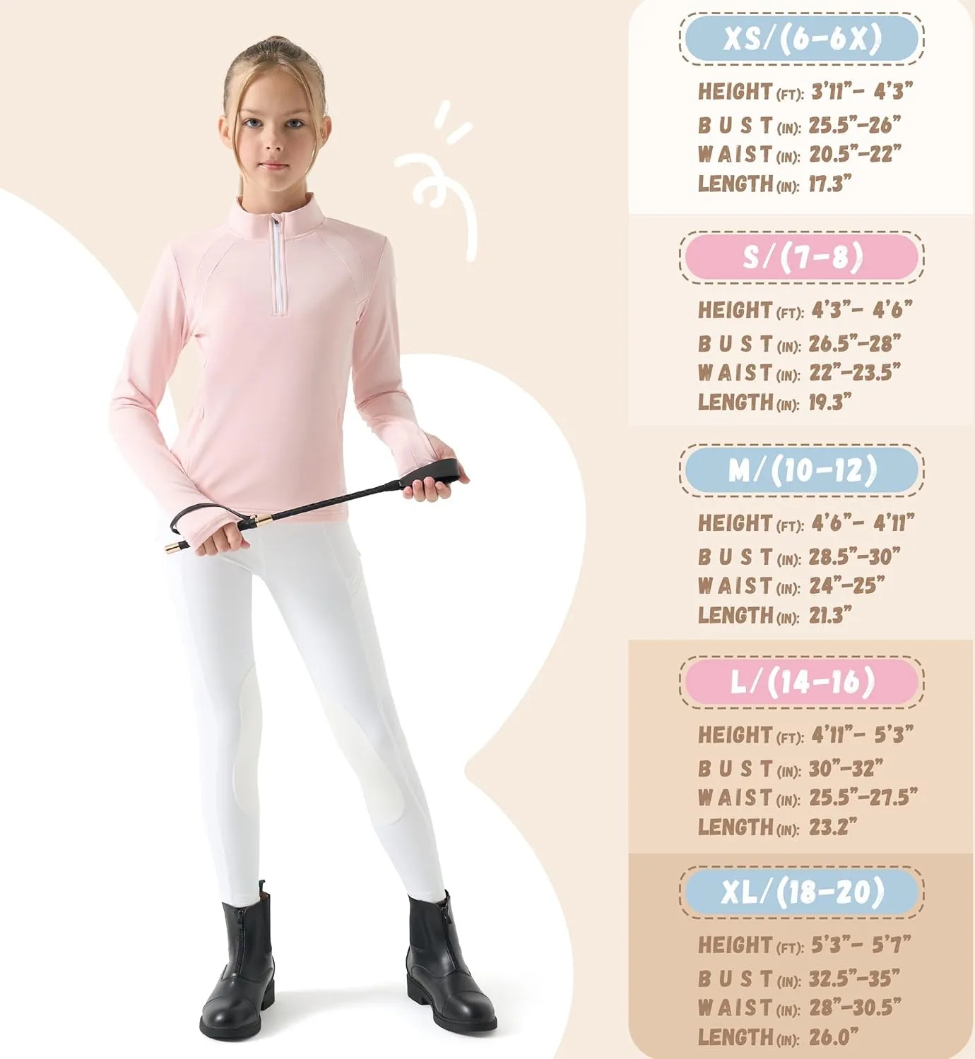 Willit Girls Fleece Long Sleeve Shirts Winter Horse Riding Jacket Half Zip Kids Sweatshirts Thermal Coat