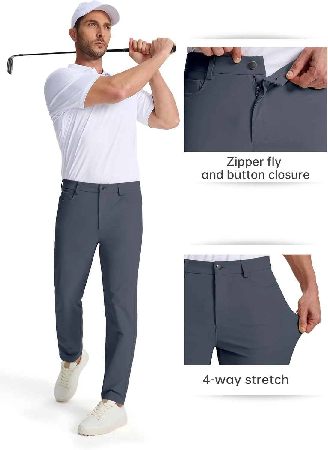 Willit Mens Dress Pants Golf Stretch Pants Quick Dry Work Slacks Casual Pants with 5 Pockets 28"/30"/32"