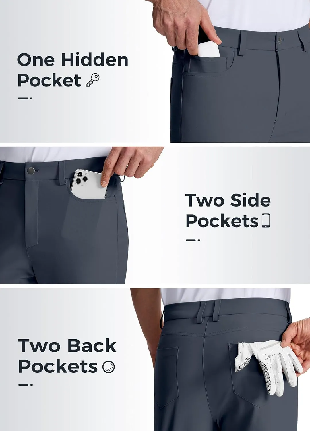 Willit Mens Dress Pants Golf Stretch Pants Quick Dry Work Slacks Casual Pants with 5 Pockets 28"/30"/32"