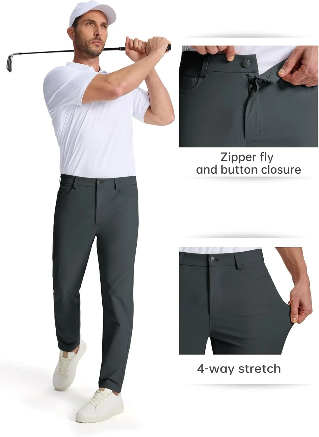 Willit Mens Dress Pants Golf Stretch Pants Quick Dry Work Slacks Casual Pants with 5 Pockets 28"/30"/32"