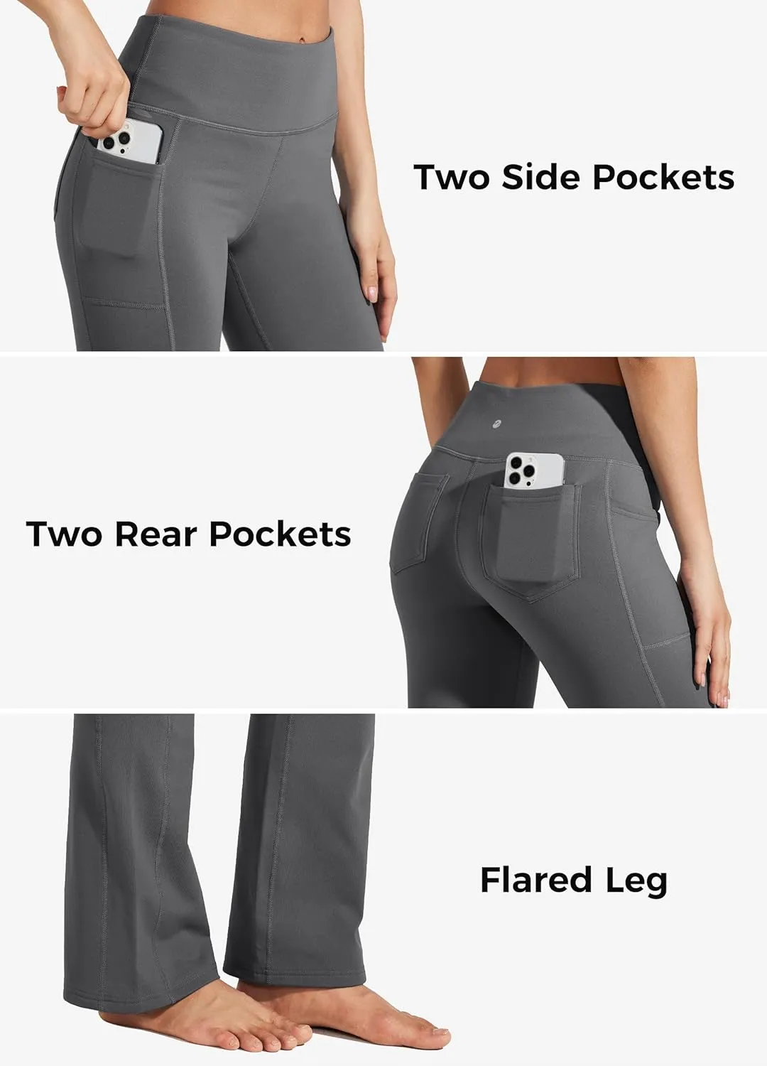 Willit Women's Fleece Lined Pants Yoga Bootcut Thermal Winter Pants High Waisted Flare Leggings Water Resistant
