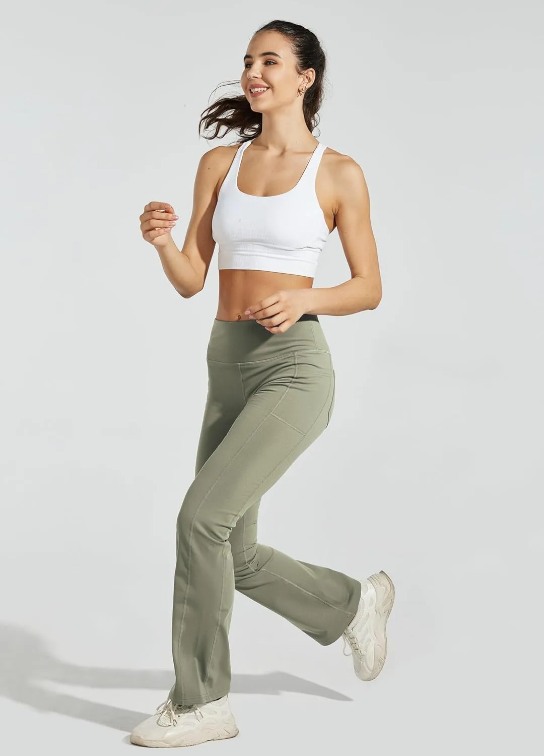 Willit Women's Fleece Lined Pants Yoga Bootcut Thermal Winter Pants High Waisted Flare Leggings Water Resistant