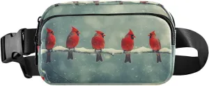 Winter Birds Fanny Pack Water Resistant, Women Men Waist Pack Sling Bag Purse for Travel Hiking