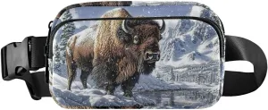 Winter Bison Fanny Pack Water Resistant, Women Men Waist Pack Sling Bag Purse for Travel Hiking