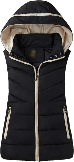 Winter Sleeveless Zipper Cotton-Padded Vest Women Casual Hooded Thick Warm Waistcoat All-Match Loose Jacket Outwear