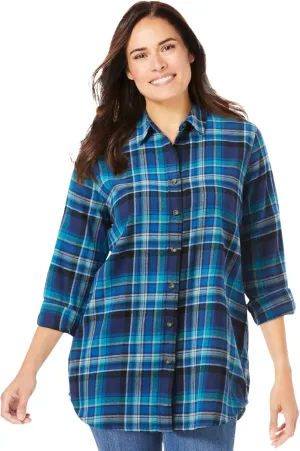 Woman Within Plus Size Classic Flannel Shirt