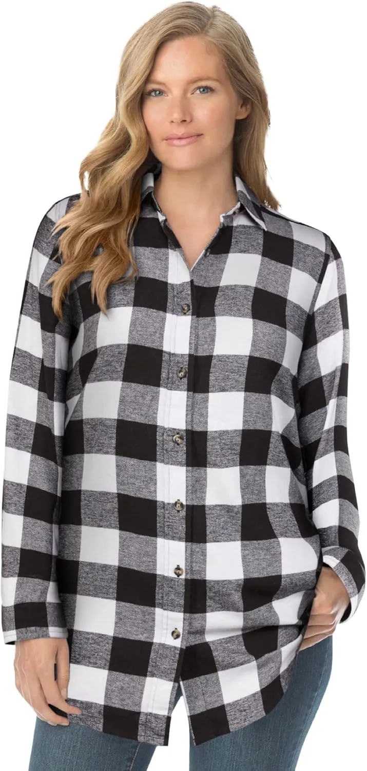 Woman Within Plus Size Classic Flannel Shirt