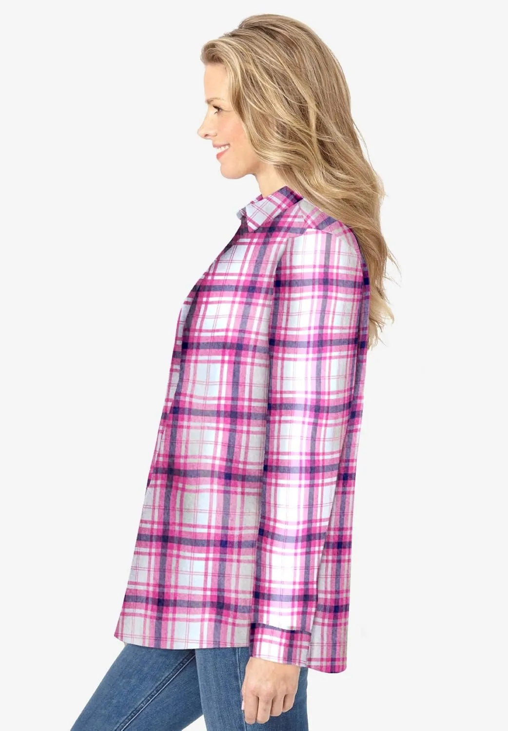 Woman Within Plus Size Classic Flannel Shirt