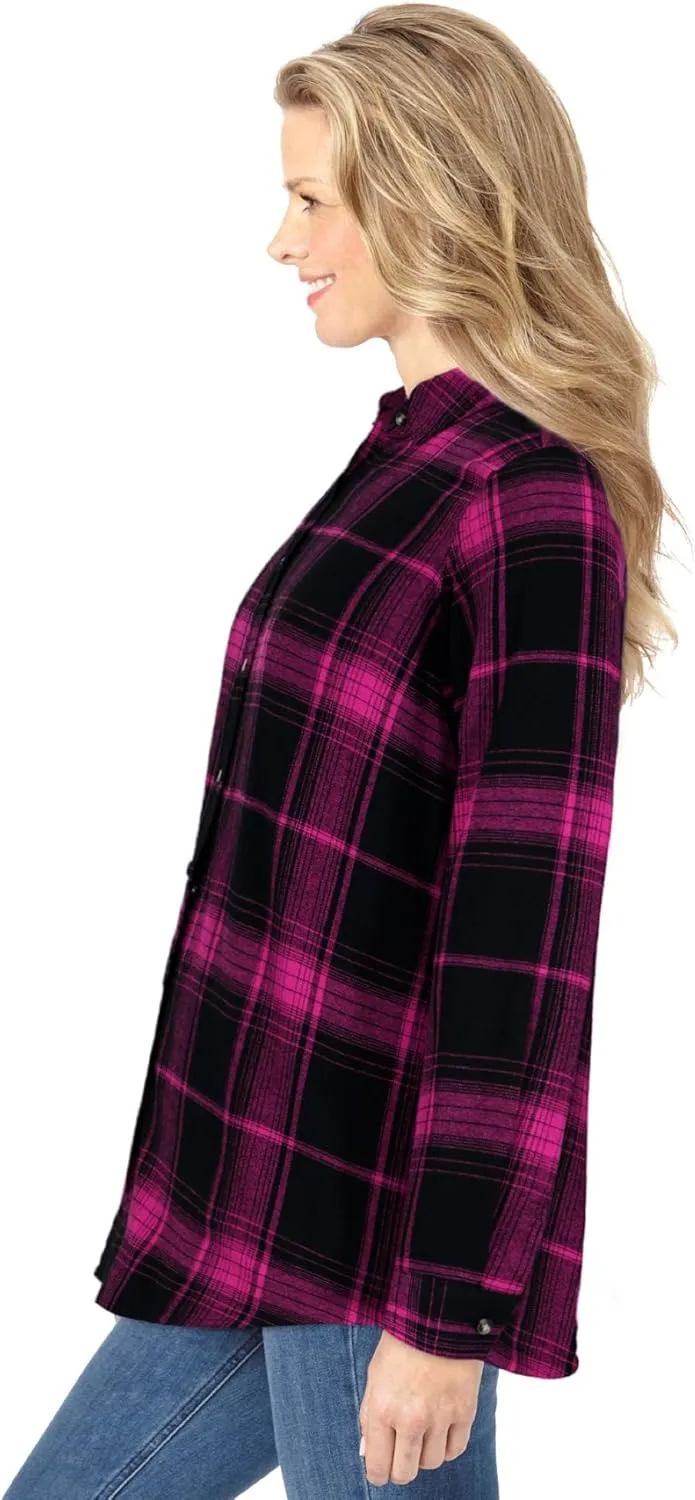 Woman Within Plus Size Classic Flannel Shirt