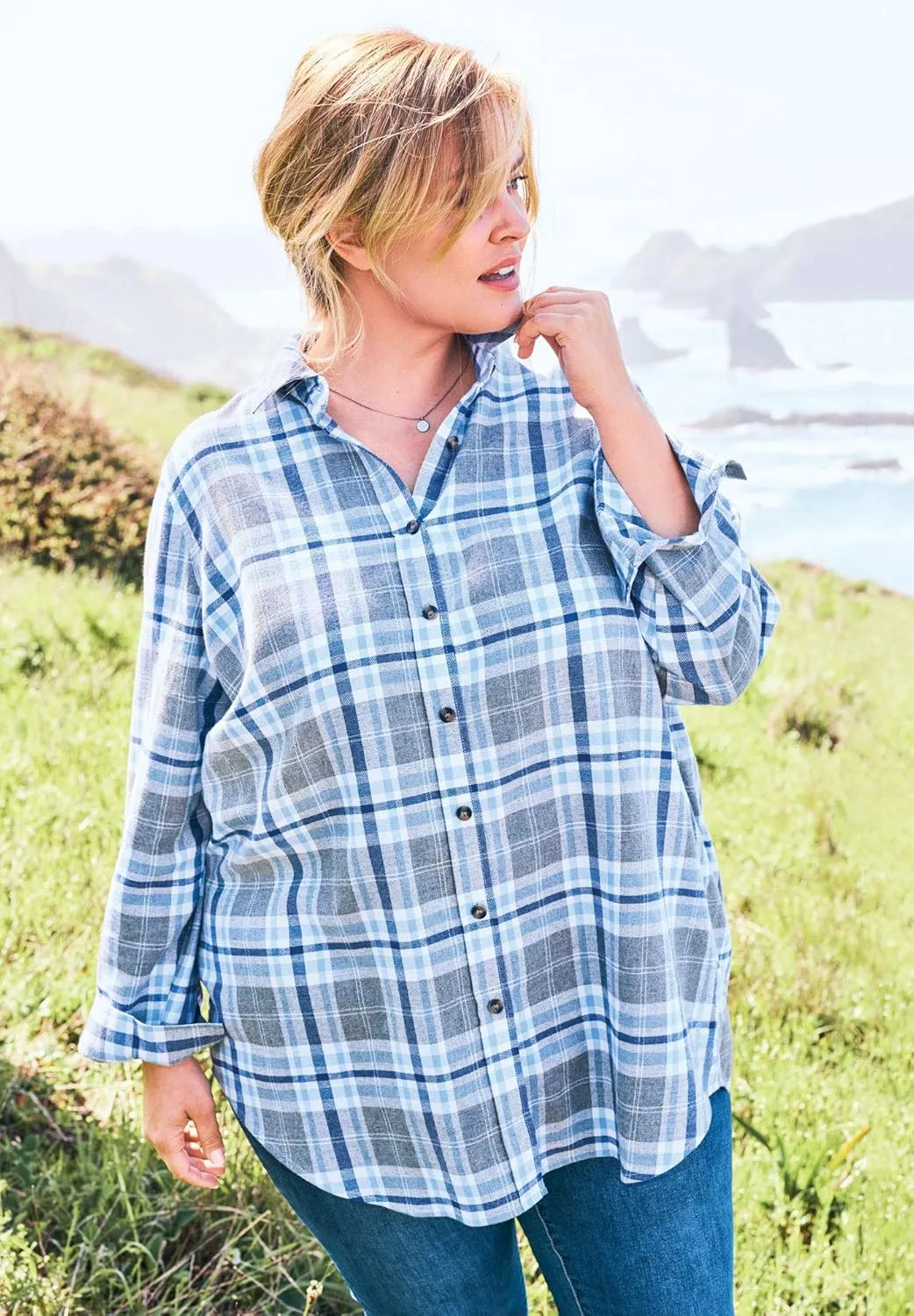 Woman Within Plus Size Classic Flannel Shirt