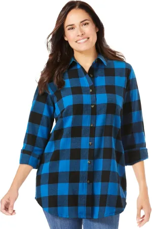 Woman Within Plus Size Classic Flannel Shirt