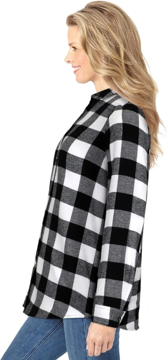 Woman Within Plus Size Classic Flannel Shirt
