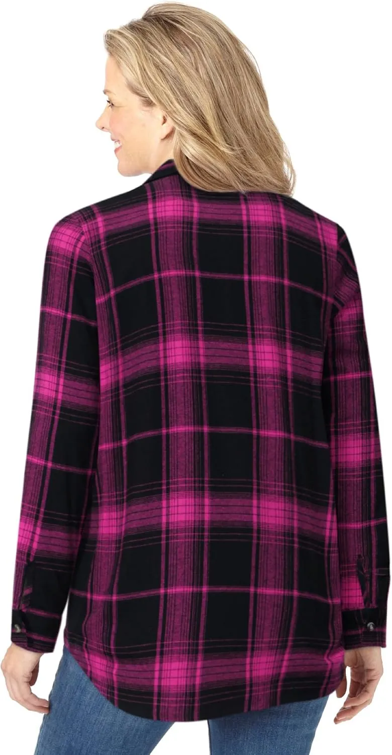 Woman Within Plus Size Classic Flannel Shirt