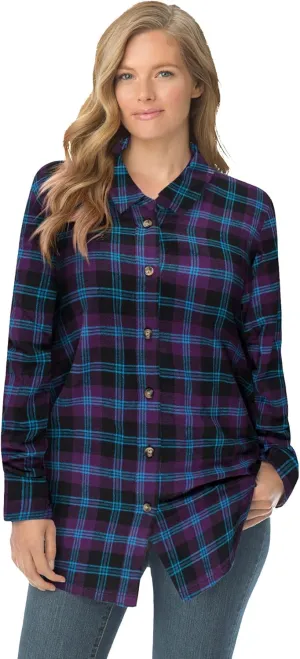 Woman Within Plus Size Classic Flannel Shirt