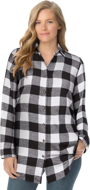 Woman Within Plus Size Classic Flannel Shirt