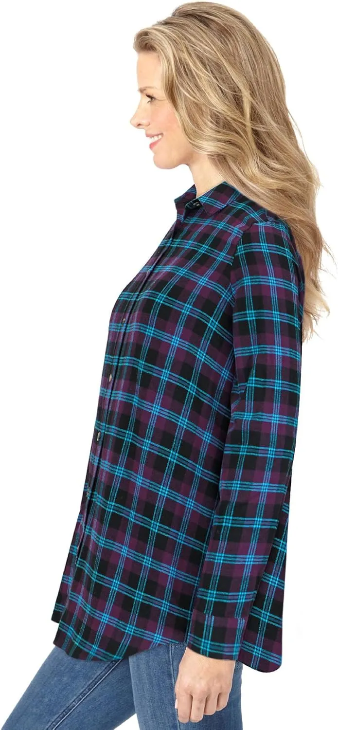 Woman Within Plus Size Classic Flannel Shirt