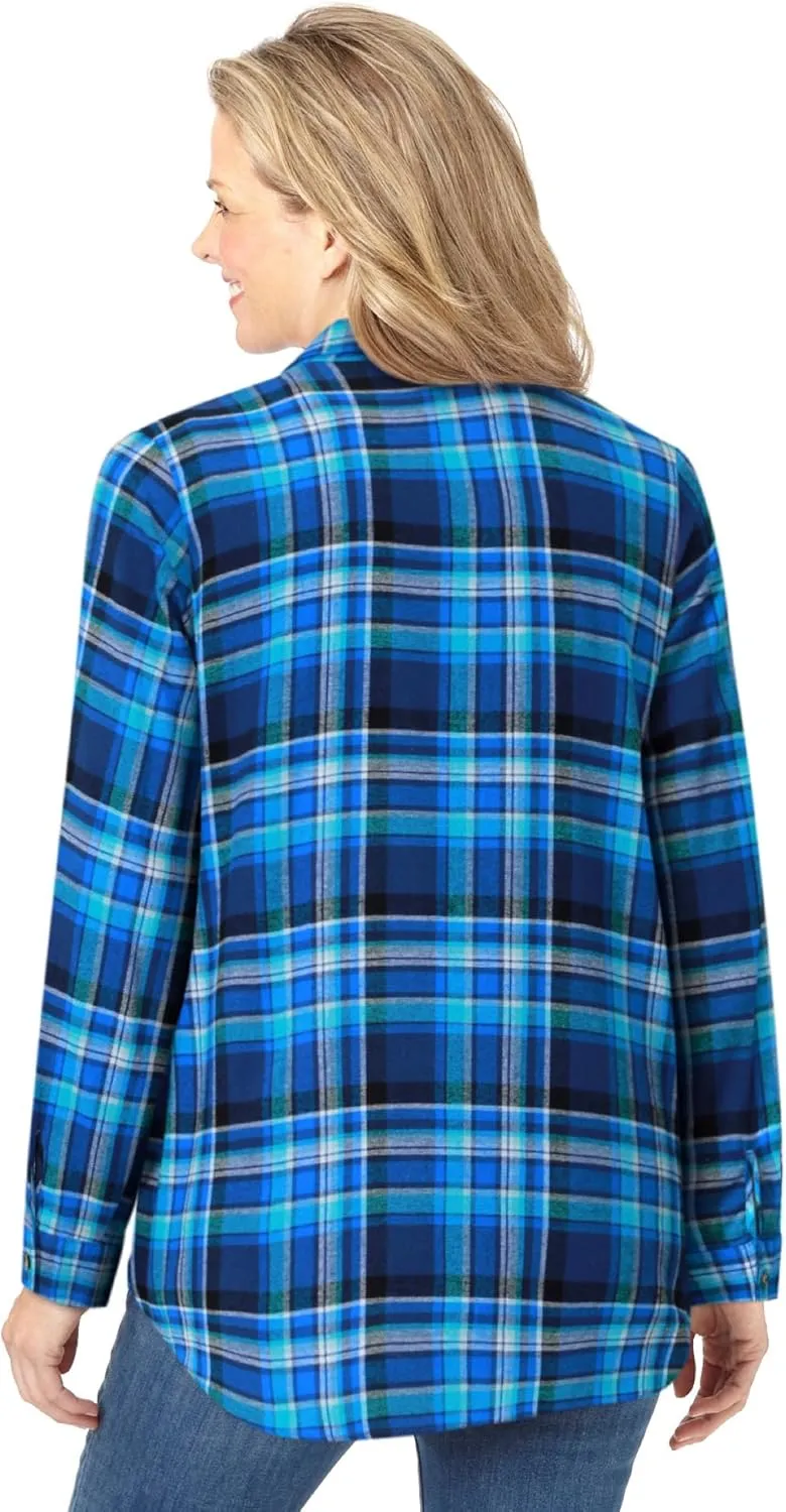 Woman Within Plus Size Classic Flannel Shirt