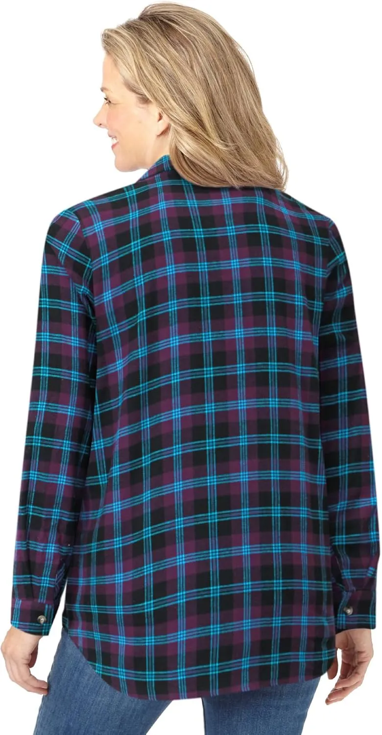 Woman Within Plus Size Classic Flannel Shirt