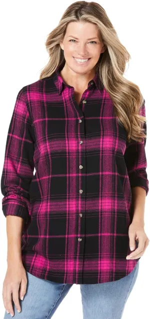 Woman Within Plus Size Classic Flannel Shirt