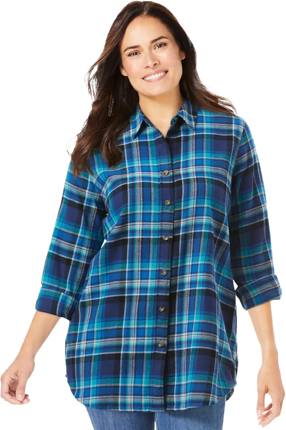 Woman Within Plus Size Classic Flannel Shirt