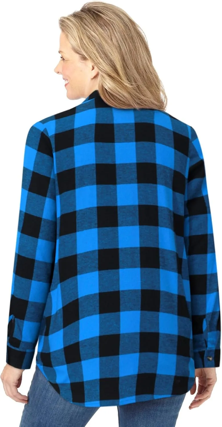 Woman Within Plus Size Classic Flannel Shirt
