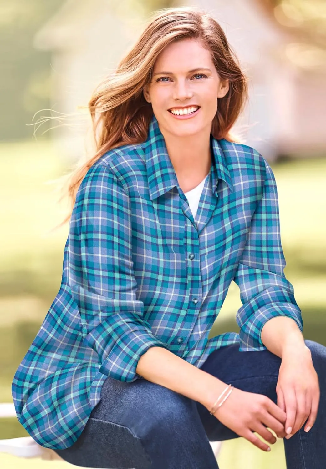 Woman Within Plus Size Classic Flannel Shirt