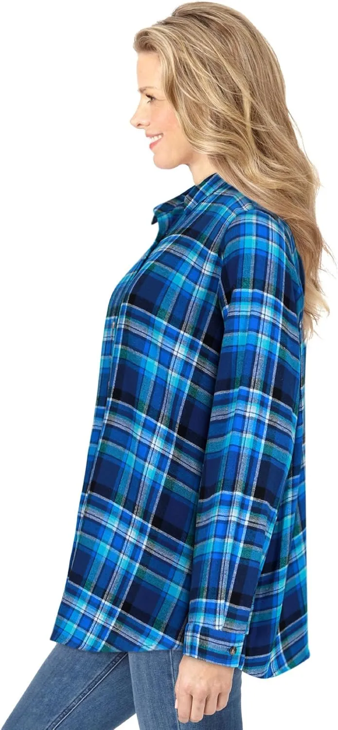 Woman Within Plus Size Classic Flannel Shirt