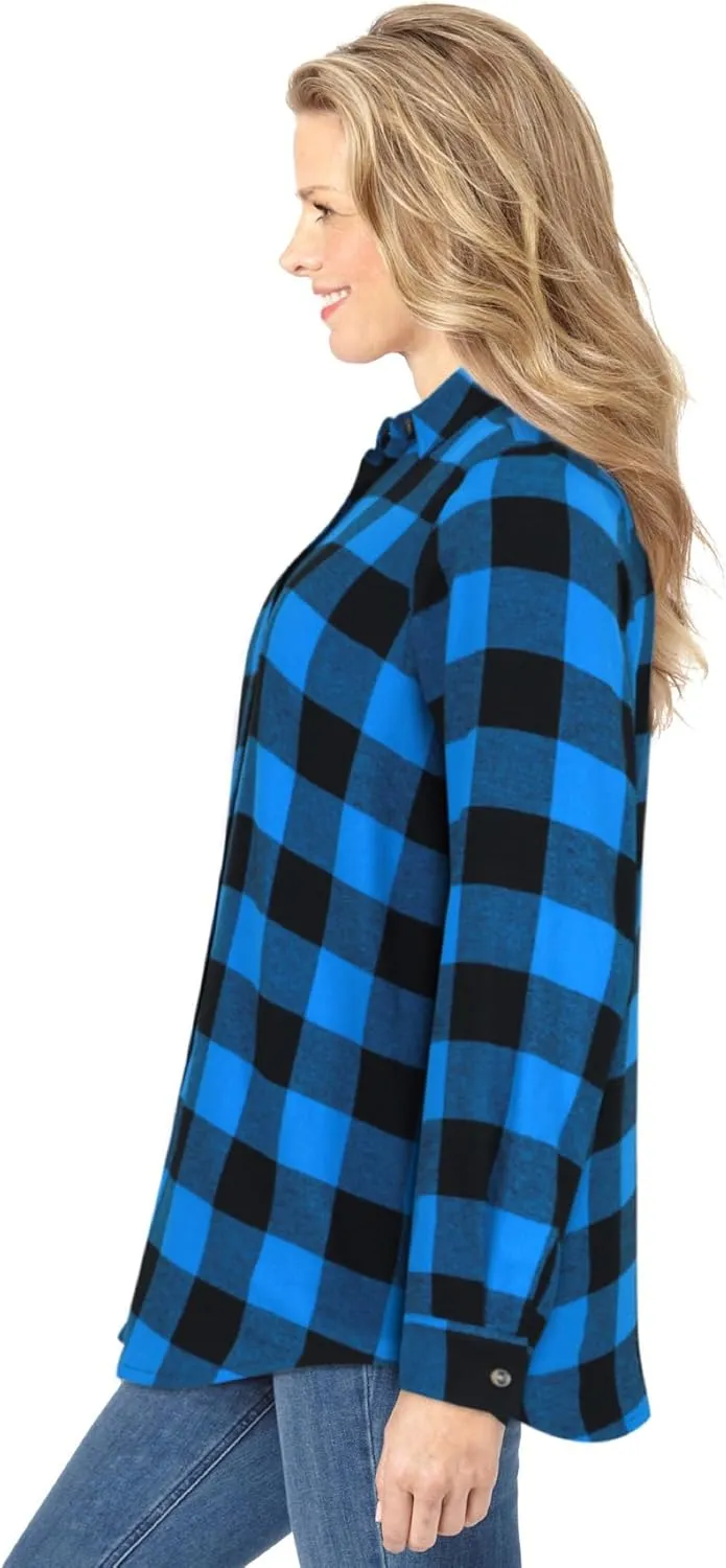 Woman Within Plus Size Classic Flannel Shirt