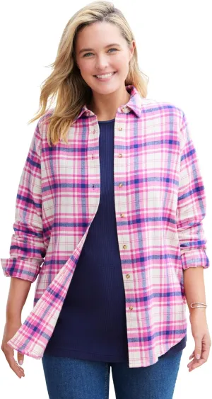 Woman Within Plus Size Classic Flannel Shirt