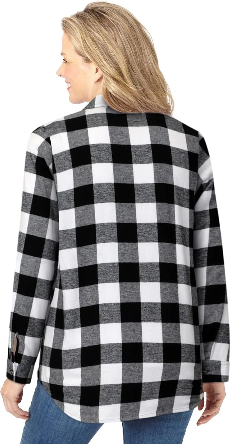 Woman Within Plus Size Classic Flannel Shirt