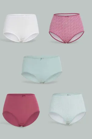 Women Assorted Plain Full Brief (Pack of 5)