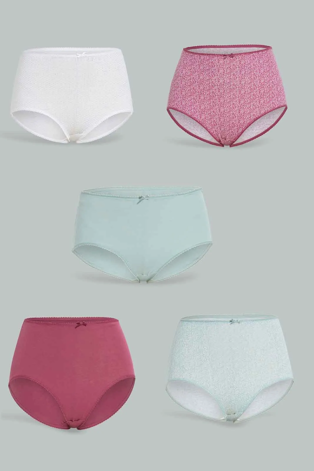 Women Assorted Plain Full Brief (Pack of 5)
