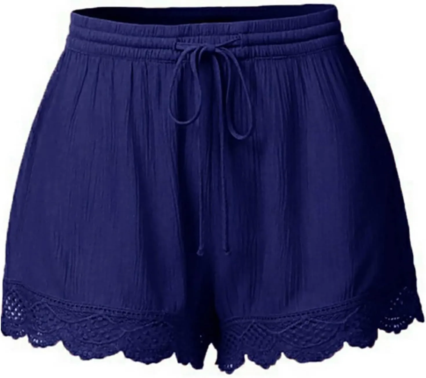 Women Casual Shorts Summer Floral Lace Plus Size High Waist Drawstring Dressy Yoga Shorts Soft Trendy Beach Clothes