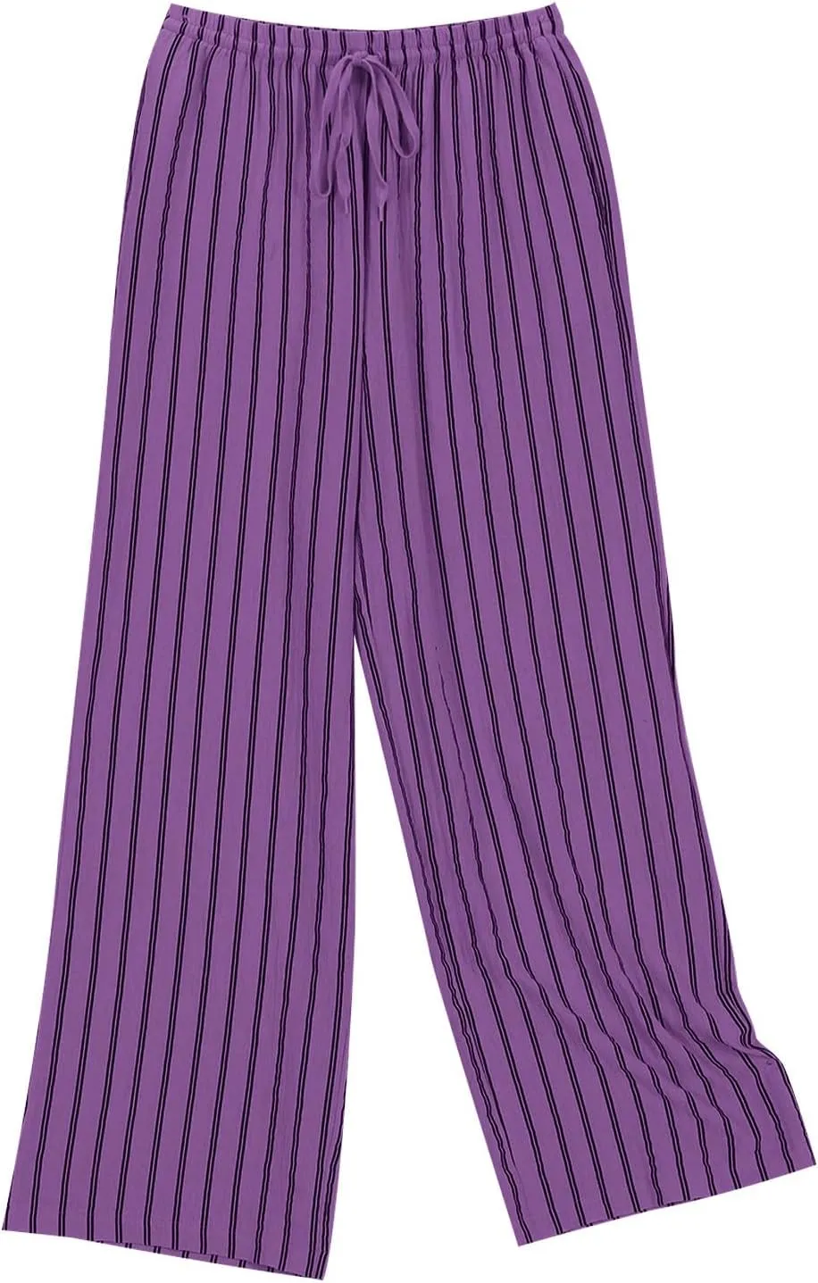 Women Cotton Linen Palazzo Pants Summer Flowy Wide Leg Trousers with Pockets High Waist Drawstring Beach Lounge Pants
