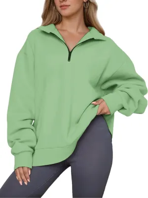 Women Half Zip Oversized Sweatshirts Fall Fashion Hoodies Pullover Long Sleeve Shirts Clothes