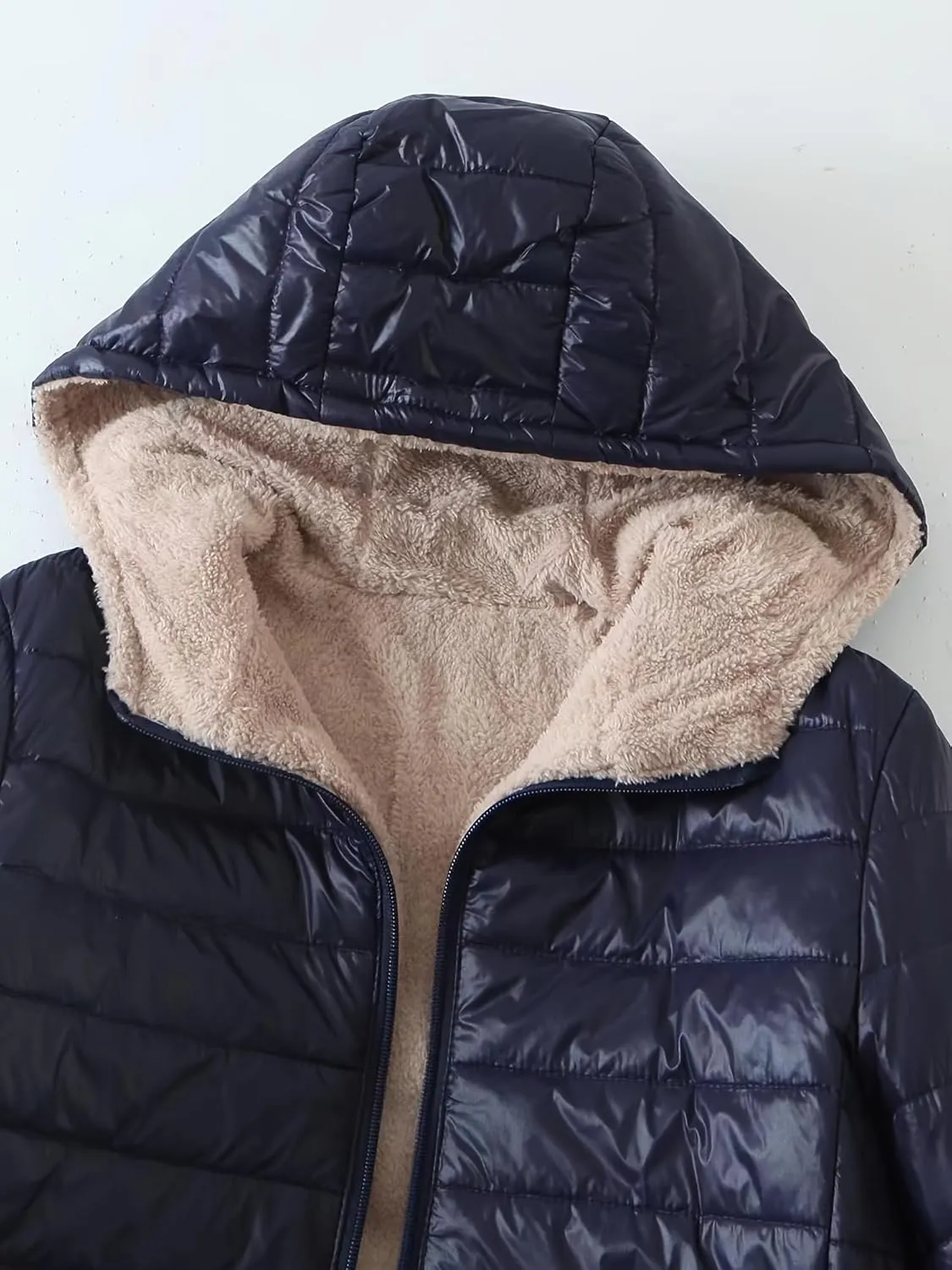 Women Hoodie Jackets, Zip-up Puffy Hoodie Coat, Warm Winter Sherpa Fleece Lined Hooded Jacket