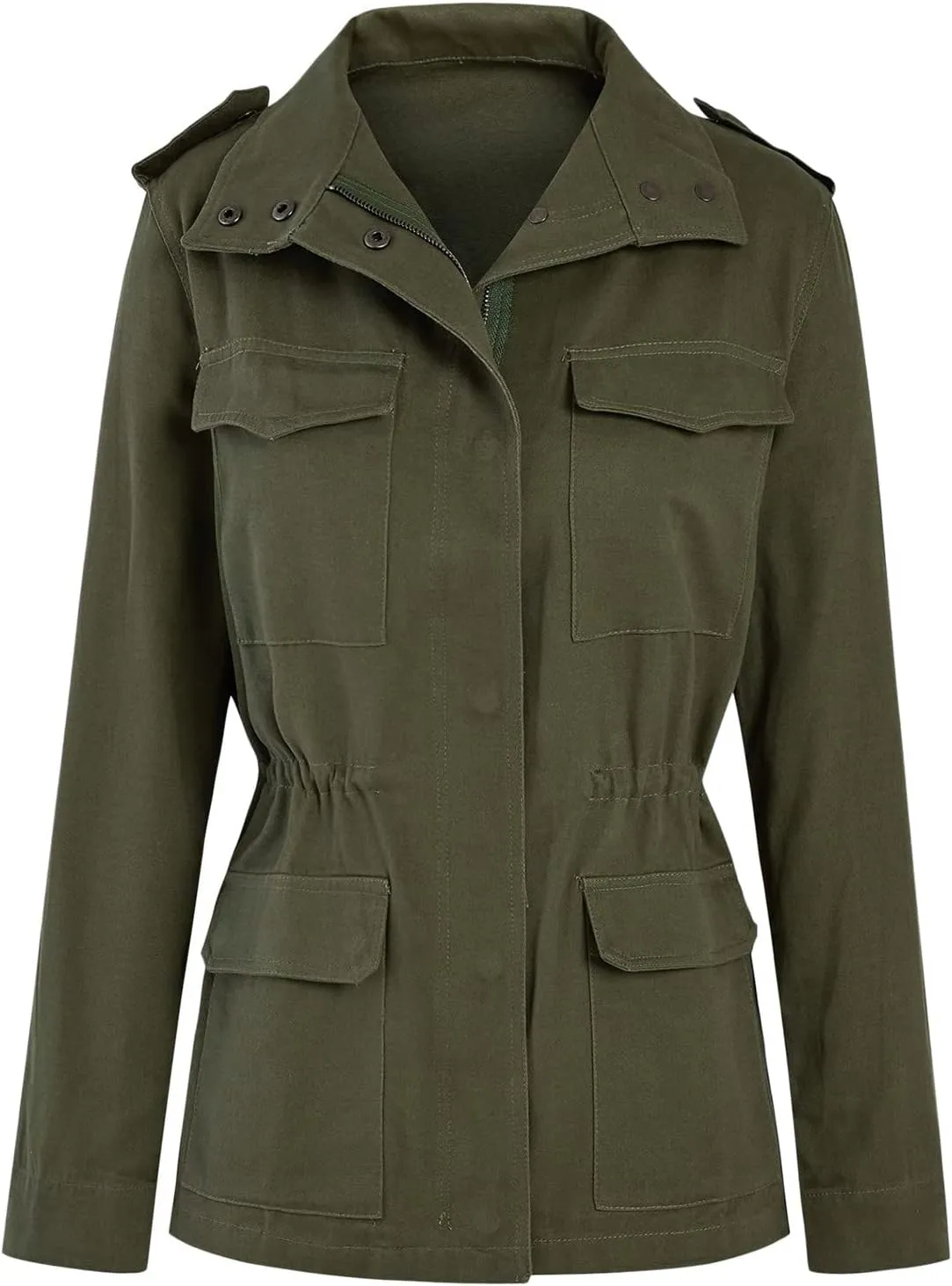 Women Jackets Zip Up Snap Buttons Utility Coats Oversize Long Sleeve Loose Fashion WInter Field Jackets Pockets