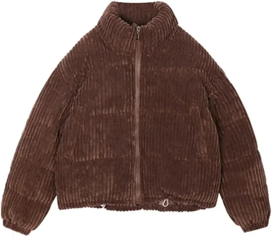 Women Thick Warm Parka Coat Outwear Female Corduroy Cotton Padded Casual Loose Short Parkas