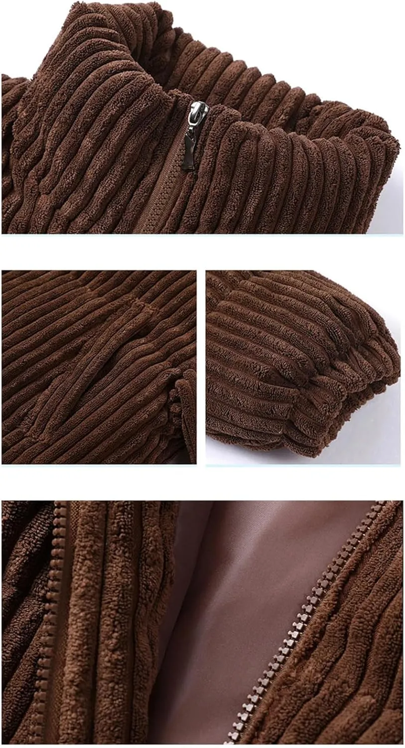 Women Thick Warm Parka Coat Outwear Female Corduroy Cotton Padded Casual Loose Short Parkas
