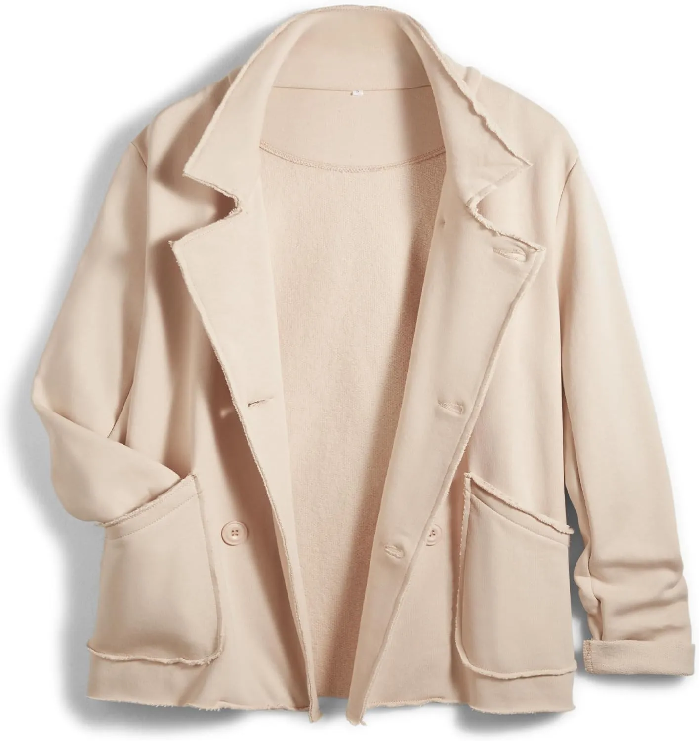Women Warm Pea Coat Notched Lapel Neck Cropped Double Breasted Button Down Trench Overcoat Jackets with Pockets