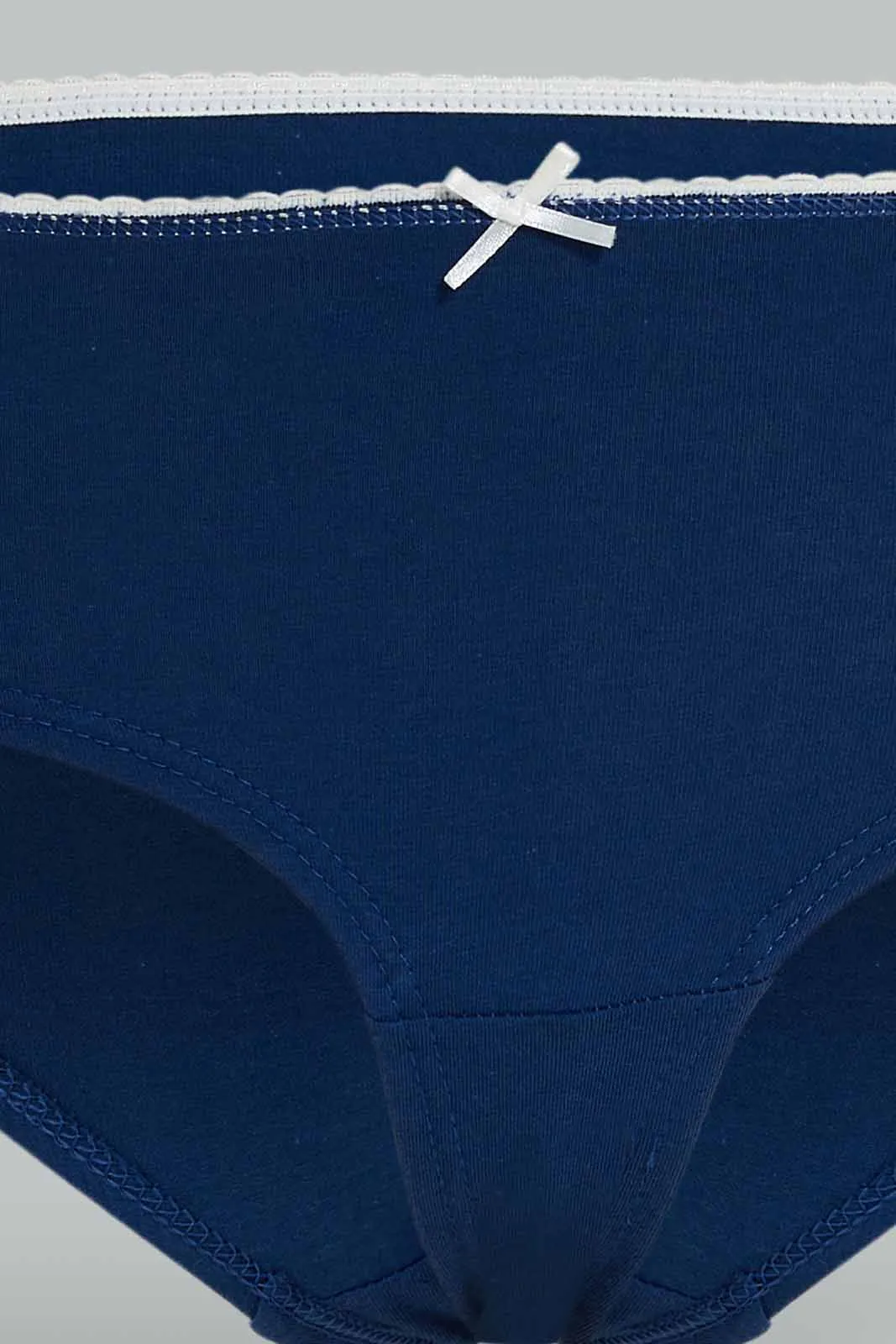 Women White And Navy Boyleg Briefs (Pack of 5)