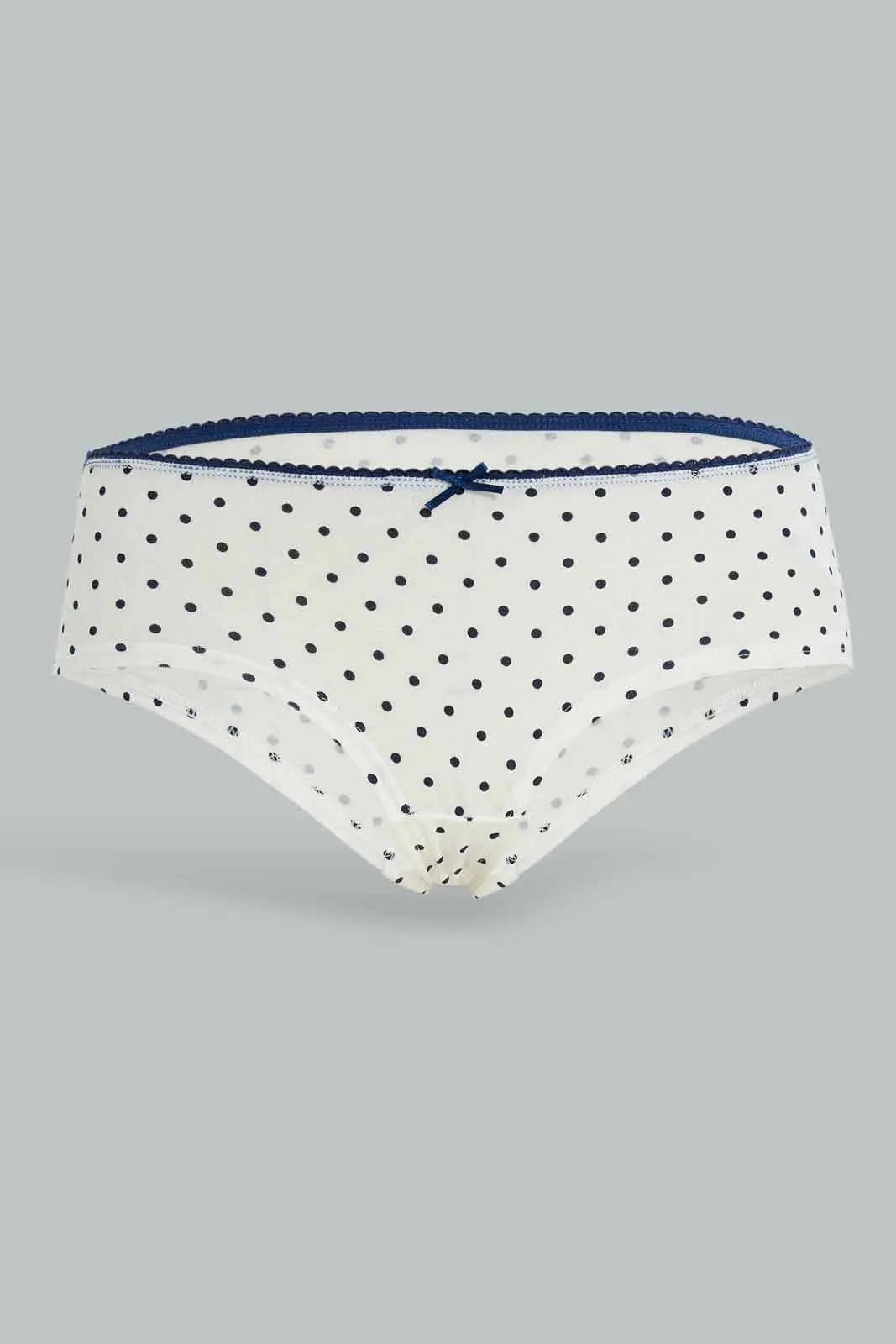 Women White And Navy Boyleg Briefs (Pack of 5)