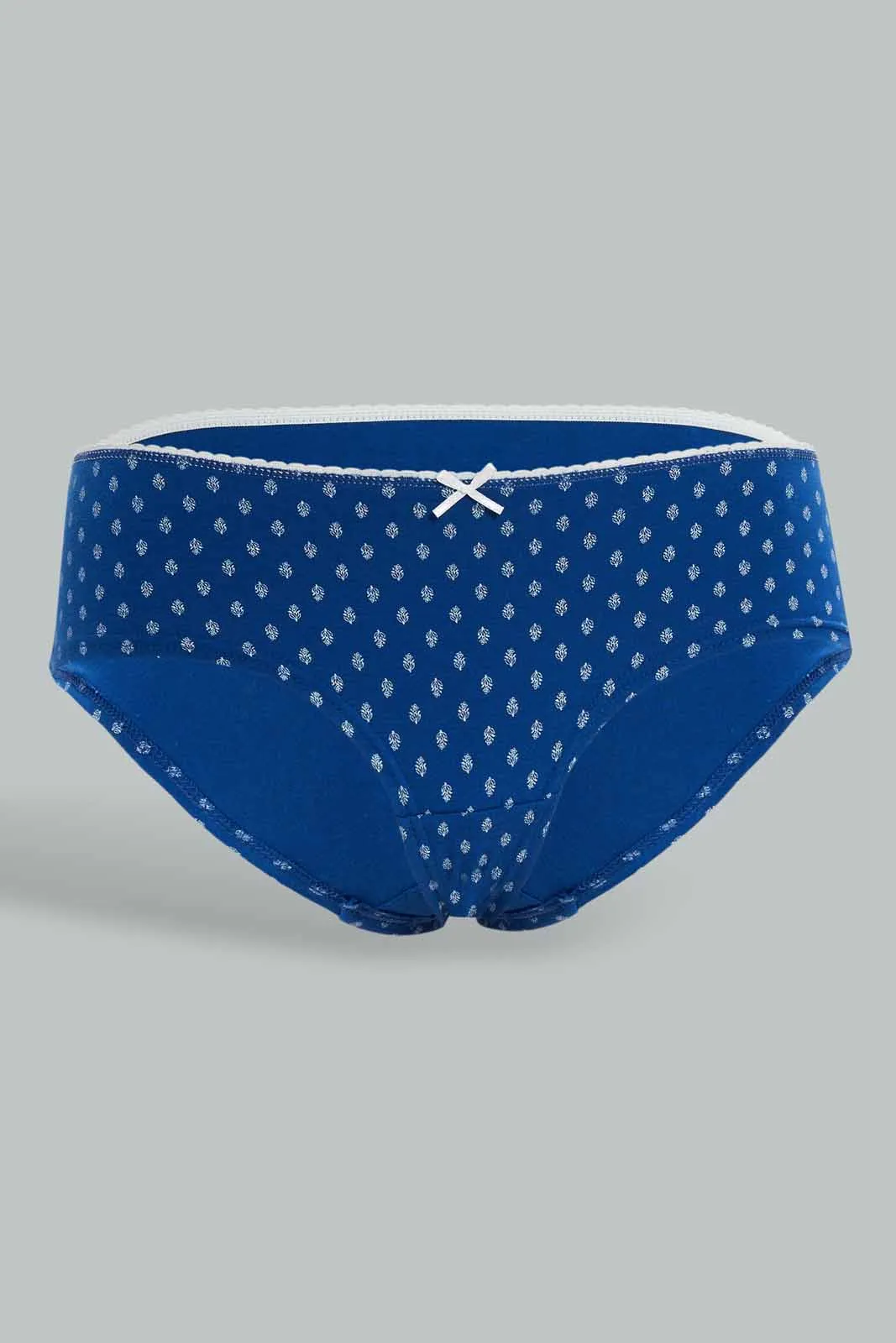 Women White And Navy Boyleg Briefs (Pack of 5)