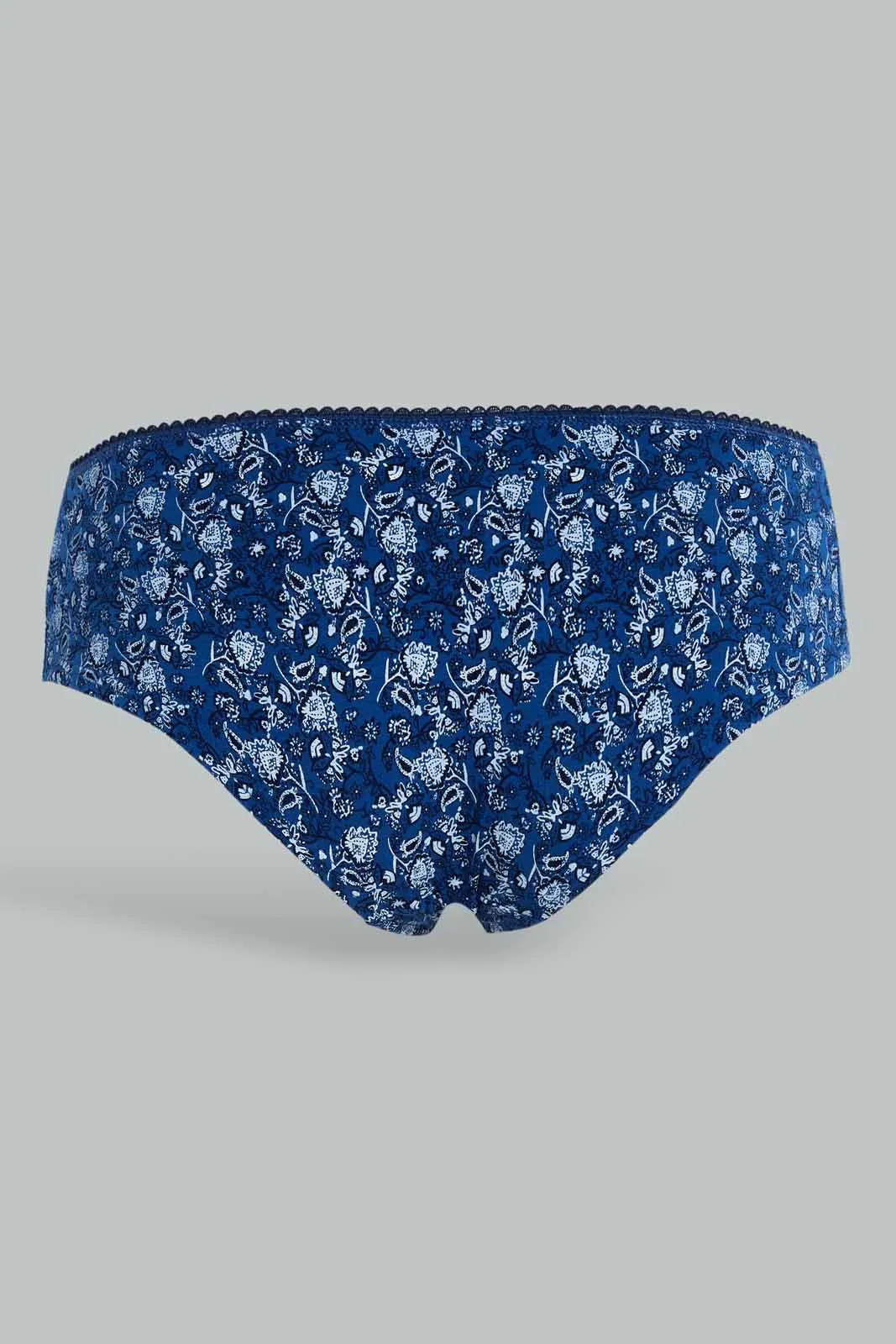 Women White And Navy Boyleg Briefs (Pack of 5)