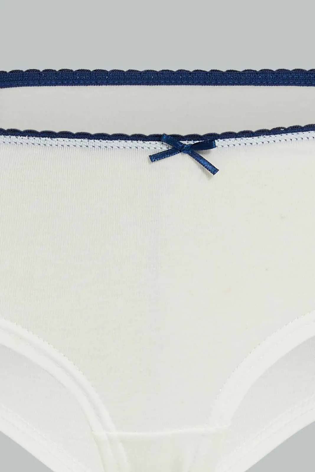 Women White And Navy Boyleg Briefs (Pack of 5)